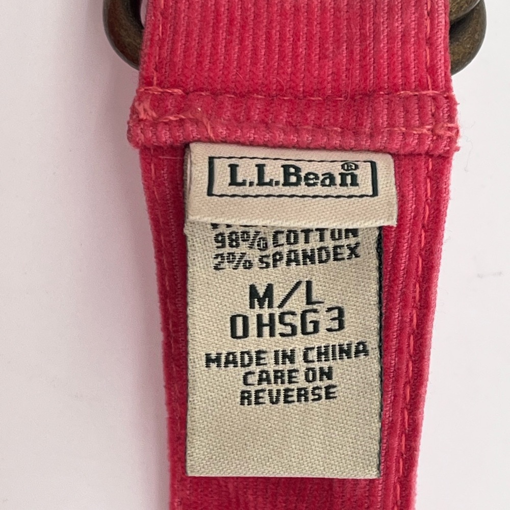 LL Bean Preppy Pink Burgundy Women's Ribbon (2) Belts Corduroy dog embroidery ML - Picture 5 of 9